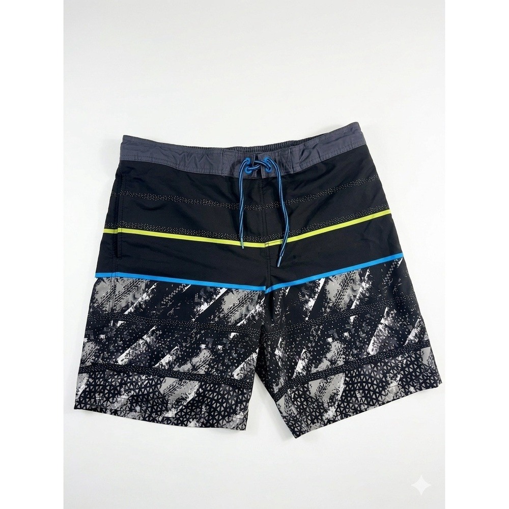 George Men's Board Shorts Large 36-38 Black Graphic Print Swim Trunks